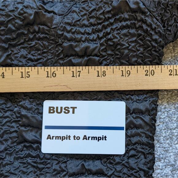 PULI Women Black Jacket Size M Textured Full-Zip and Buttons, Waist Tie, Pockets - Picture 11 of 12